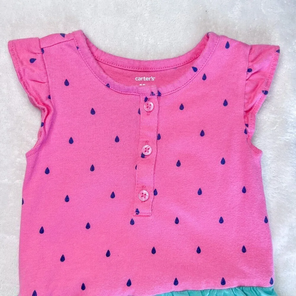 Carter's Baby Girls Bodysuit | Skirted | 12 Months | Watermelon | Pink | Cute